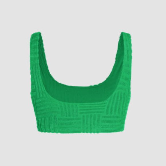 SHOP CIDER Green Solid Terry Crop Tank Top - Picture 4 of 10